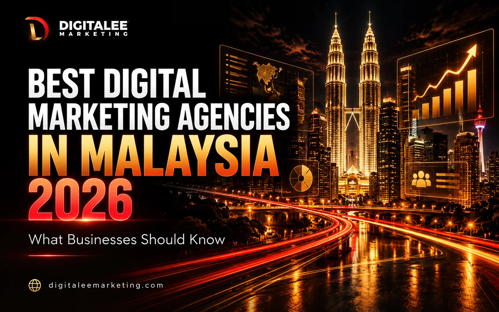 Best digital marketing agencies in Malaysia 2026 guide with Kuala Lumpur skyline and marketing charts