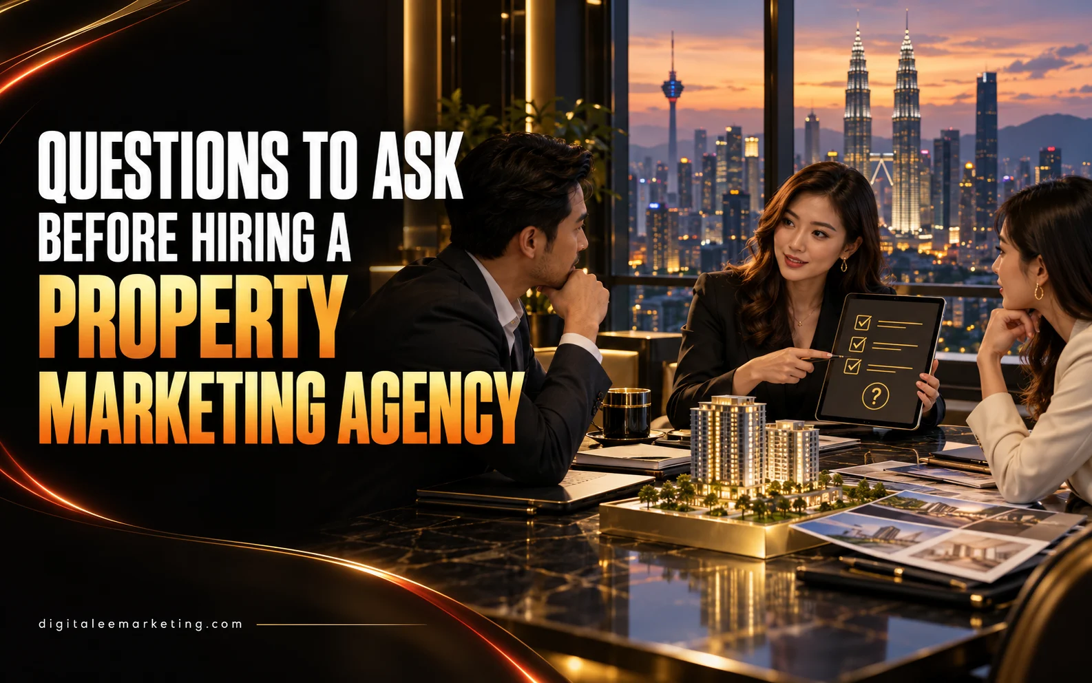 Property marketing agency consultation with a checklist and development model